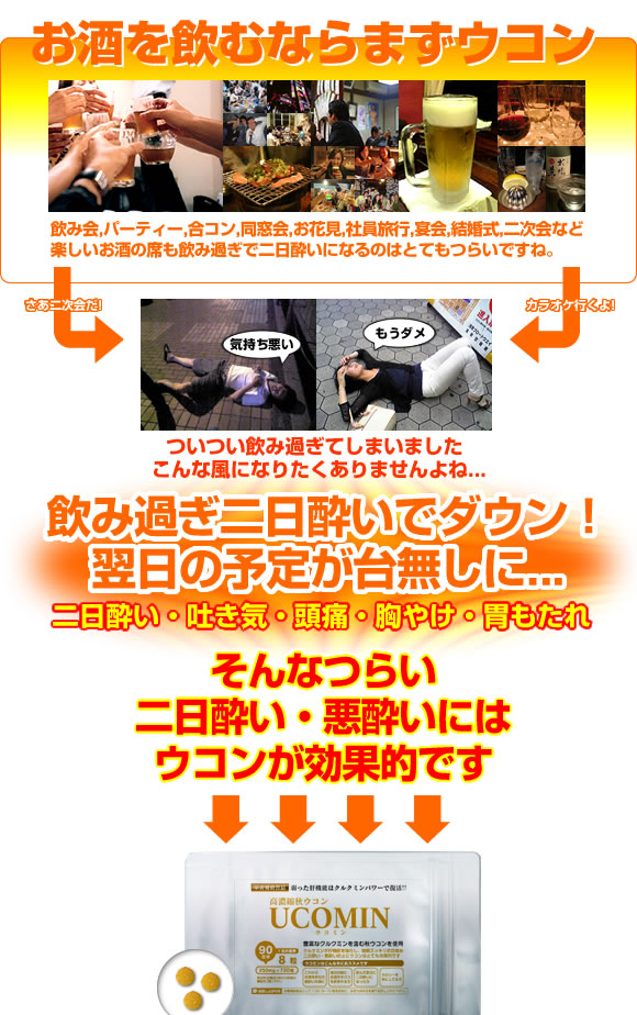 ウコミンは二日酔いをスッキリさせる