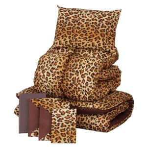 ヒョウ柄羽毛布団7点セット　ベッドタイプ(セミダブル)