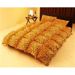 ヒョウ柄羽毛布団7点セット　ベッドタイプ(ダブル)