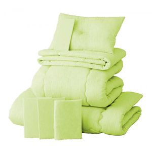 【ベッド専用】新20色羽根布団8点セット ベッドタイプ・セミダブル ペールグリーン