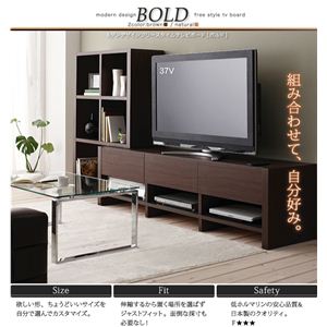 モダンデザインフリースタイルテレビボード【BOLD】ボルド ロータイプ W100&オープンラック ブラウン