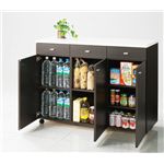 【Bieu】ビュウ キッチンカウンターワゴンC:120W ダークブラウン