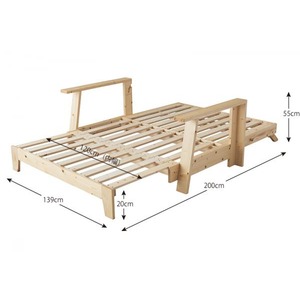ソファーベッド 幅140cm【フレームのみ】伸縮型天然木すのこソファベッド Dueto ドゥエート