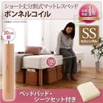 脚付きマットレスベッド セミシングル ボンネルコイル/脚30cm【ベッドパッド・シーツセット付き】寝具カラー:アイボリー 搬入・組立・簡単 コンパクト 分割式 脚付きマットレスベッド ショート丈の詳細ページへ