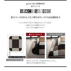 【本体別売】こたつ掛け・敷布団2点セット 正方形(80&times;80cm) カラー：サイレントブラック スウェード調パッチワーク省スペースこたつ kakoi カコイ
