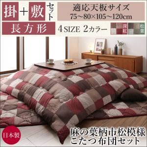 【本体別売】こたつ掛け・敷布団2点セット 長方形(75×105cm) カラー:松葉 麻の葉柄市松模様こたつ布団 日和 ひより