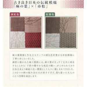 【本体別売】こたつ掛け・敷布団2点セット 5尺長方形(90&times;150cm) カラー：松葉 麻の葉柄市松模様こたつ布団 日和 ひより