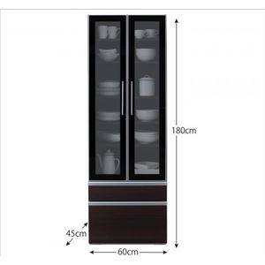 食器棚 幅60cm カラー：ウォルナットブラウン 完成品 大型レンジ対応 女性目線でデザインされたおしゃれキッチン収納 Aina アイナ