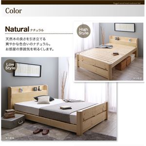 すのこベッド セミダブル【スタンダードボンネルコイルマットレス付】フレームカラー：ナチュラル マットレスカラー：ブラック ローからハイまで高さが変えられる6段階高さ調節 頑丈天然木すのこベッド ishuruto イシュルト