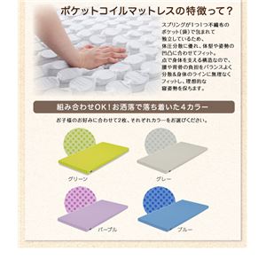 2段ベッド シングル【薄型軽量ポケットコイルマットレス付】フレームカラー：ナチュラル マットレスカラー：グリーン+グレー 子どもが喜ぶ・棚・コンセント付きロータイプ二段ベッド myspa マイスペ