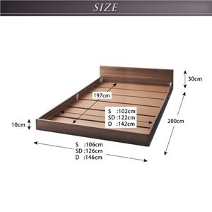 フロアベッド ダブル【プレミアムボンネルコイルマットレス付】フレームカラー：ブラック マットレスカラー：ブラック シンプルヘッドボード・フロアベッド llano ジャーノ