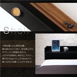 フロアベッド セミダブル【国産カバーポケットコイルマットレス付き】フレームカラー:ウォルナットブラウン 棚・コンセント付きフロアベッド Geluk ヘルック