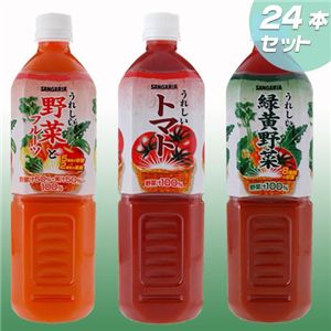 サンガリア 100%野菜ジュース 900ml 緑黄野菜 24本セット