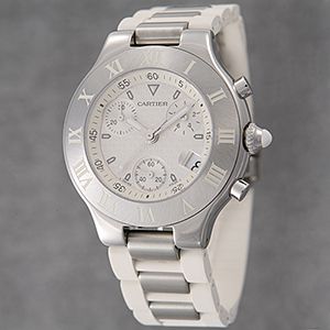 Cartier (カルティエ) メンズウォッチ W10184U2 クロノスカフ ホワイトラバー