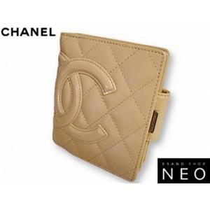 CHANEL シャネル A26720 (E) BE がま口 財布 カンボンライン×エナメル  ベージュ