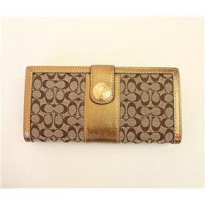 COACH エルゴパテント シグネチャー 41077 BKHBZ スリムエンベロープ 長財布 カーキ/ブロンズ
