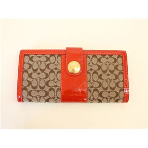 COACH エルゴパテント シグネチャー 41077 BKHRO スリムエンベロープ 長財布 カーキ/ローズ
