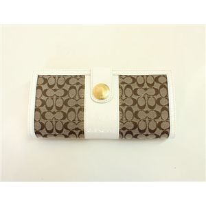 COACH エルゴパテント シグネチャー 41077 BKHWT スリムエンベロープ 長財布 カーキ/ホワイト