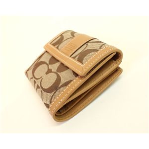 COACH(コーチ)ハンプトンズシグネチャー 40995 BKHCA ニューミニウォレット 2つ折り財布 カーキ/キャメル