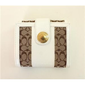 COACH(コーチ)エルゴパテントシグネチャー 41075 BKHWT ニューフレンチパース 2つ折財布 カーキ/ホワイト