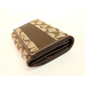 COACH(コーチ)シグネチャー ストライプ 40813 BKHMA 2つ折財布 カーキ/ブラウン