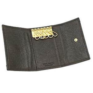 BVLGARI ブルガリ 25243 DOPPIOTONDO ドッピオトンド 6連キーケース ダークブラウン×ゴールド