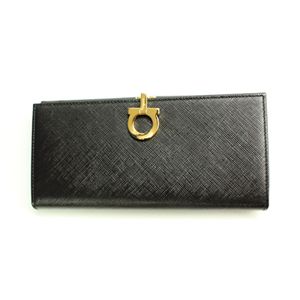 Salvatore Ferragamo(フェラガモ) 長財布 22-0120 NERO PEBBLE CALF