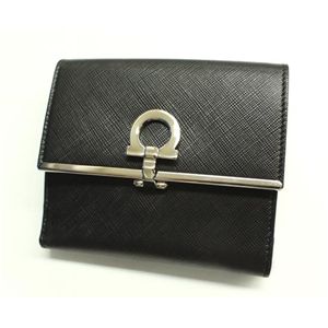 Salvatore Ferragamo(フェラガモ) 二つ折り財布 22-4639 NERO PEBBLE CALF