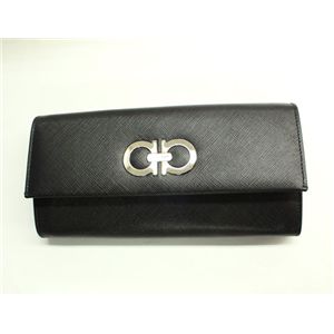 Salvatore Ferragamo(フェラガモ) 長財布 22-7121 NERO PEBBLE CALF