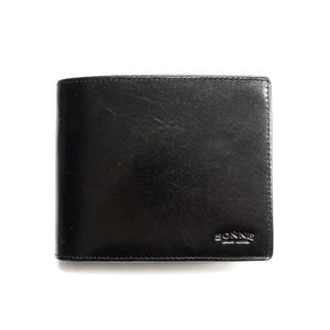 SONNE(ゾンネ)2つ折り小銭入付財布 レザー SOC012N/LEATHER/BLK ブラック