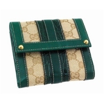 GUCCI(グッチ) Wホック財布 224475 FWC3T 9578 ジャガードキャンバス×牛革(サンドGG×ダークグリーン)