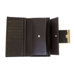 GUCCI(グッチ) 181668 FT0VG 977409 2つ折り長財布 ウエビング ベージュ×ゴールド