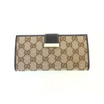 Gucci(グッチ) 212089 FFP5G 9643新作 GGキャンバス 長財布 ベージュ×ダークブラウン