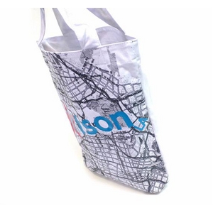 KITSON(キットソン) KHB0156 ロゴ ショッピングエコ トートバッグ ホワイト×ブルー