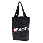KITSON(キットソン) KHB0168 ロゴ ショッピングエコ トートバッグ ブラック×ホワイト
