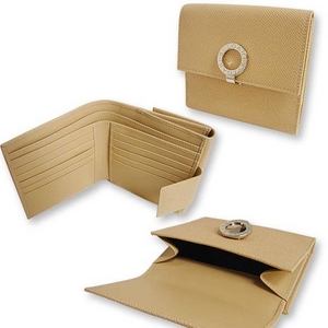 Bvlgari(ブルガリ) Wホック2つ折り財布 ベージュ 23273 2009新作