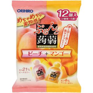 （まとめ買い）オリヒロ ぷるんと蒟蒻ゼリー パウチ ピーチ+マンゴー 20g&times;12個入&times;18セット