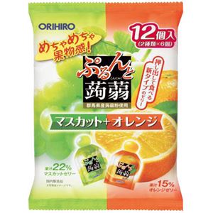 (まとめ買い)オリヒロ ぷるんと蒟蒻ゼリー パウチ マスカット+オレンジ 20g×12個入×12セット