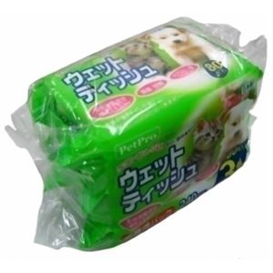 （まとめ買い）ペットプロ ウェットティッシュ 80枚入&times;3P&times;8セット