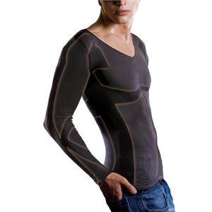 加圧サポートインナー メンズ テーピングボディウェア 長袖 M ブラック