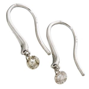 K18ホワイトゴールド ダイヤモンド0.2ct ドロップ型フープピアス