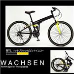 WACHSEN　26インチ　18段変速　折り畳み自転車　BM-200 マットブラック×ビビットイエロー