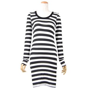 ボーダーのロング丈チュニックカットソー 太ボーダー ホワイト×ブラック