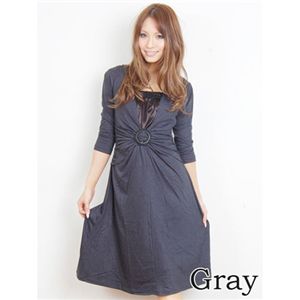 リングセンターシャーリングワンピース+キャミ付♪ グレー LLサイズ