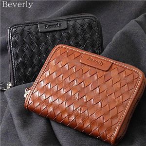 Beverly(ビバリー)　牛革ラウンドファスナーメッシュ財布 ブラウン