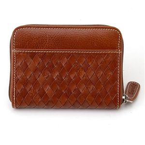 Beverly(ビバリー)　牛革ラウンドファスナーメッシュ財布 ブラウン