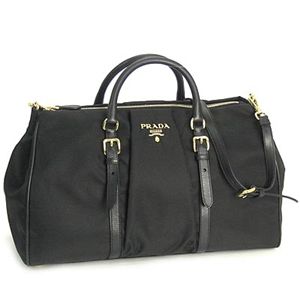 PRADA�i�v���_�j BN1609 TESS+SOFT CALF BT BK