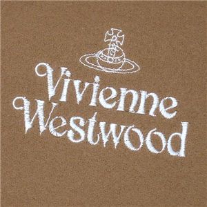 Vivienne Westwood　ロゴ刺繍マフラー キャメル 第4画像
