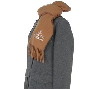 Vivienne Westwood　ロゴ刺繍マフラー キャメル 第5画像