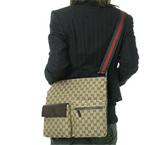 GUCCI(グッチ) ショルダーバッグ 169937 MESSENGER BAG-MD-ZIP CLOSURE ベージュ/ダークブラウン